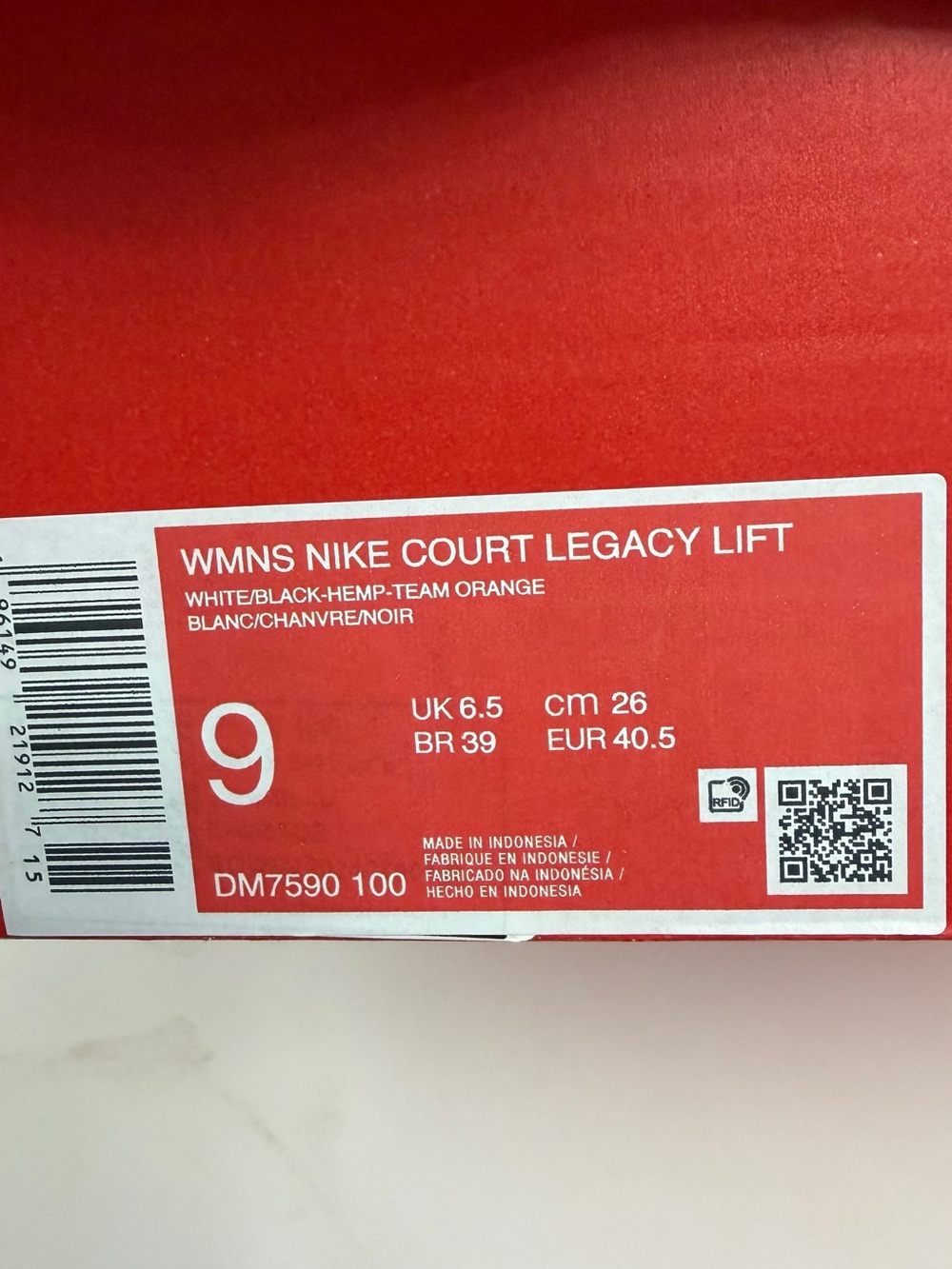 Nike Women’s White/Black/Hemp-Team Orange Tan Platform-Style Sneakers. - Picture 10 of 10